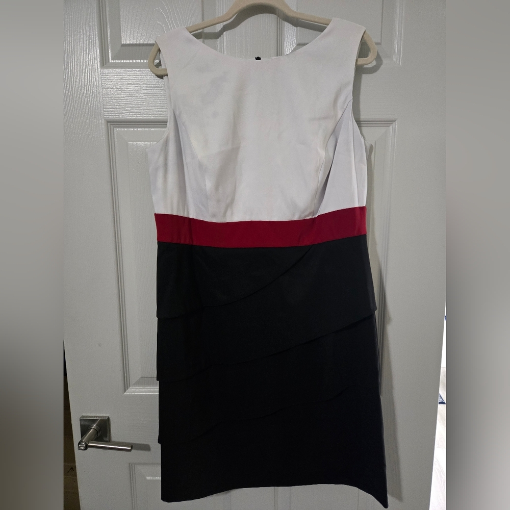 Dressbarn Tiered Black, White, and Red Dress